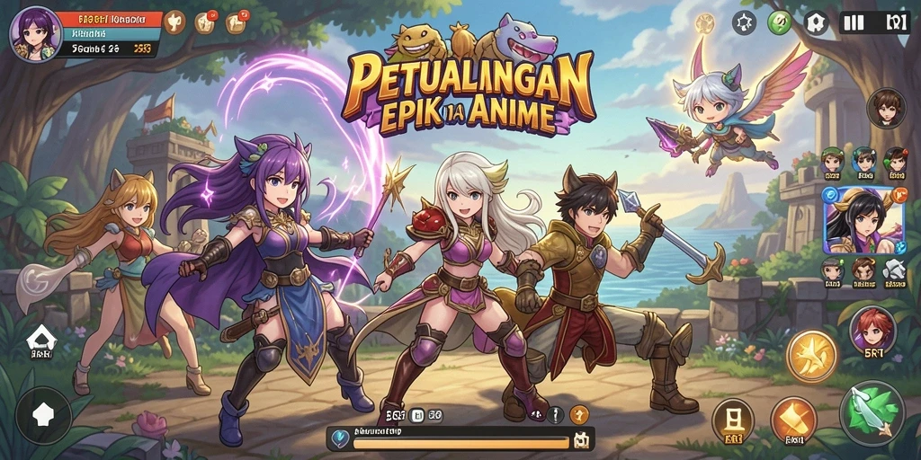 Tampilan menarik dari gameplay 5RT yang penuh aksi Anime.