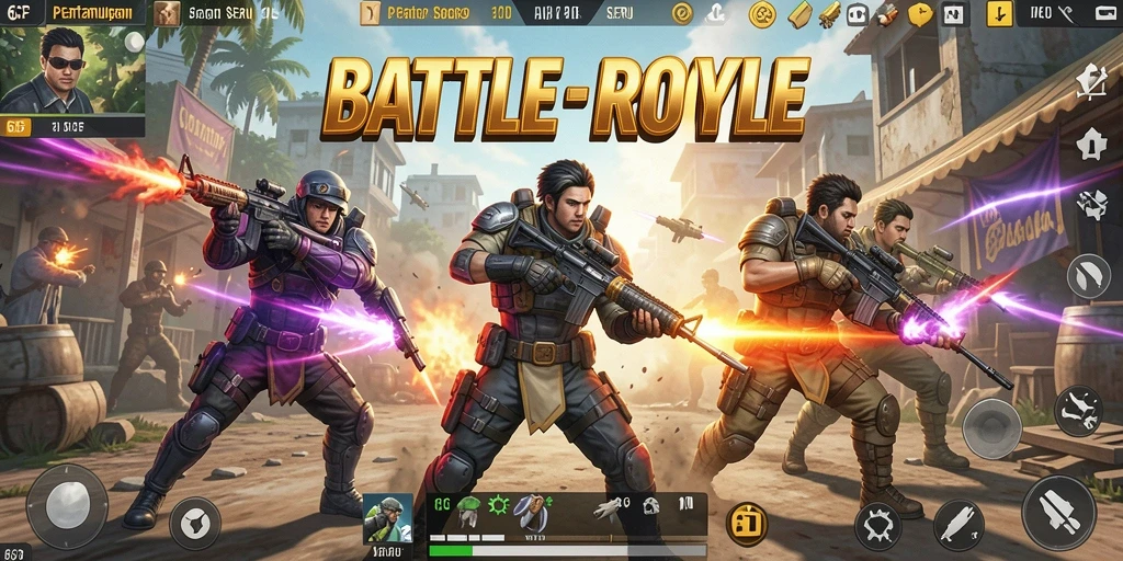 Screenshot gameplay 6CF menampilkan aksi seru di Battle Royale.