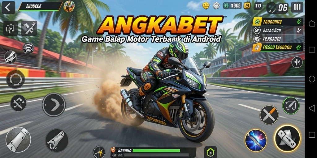 Tampilan gameplay seru dalam balapan motor yang mendebarkan.