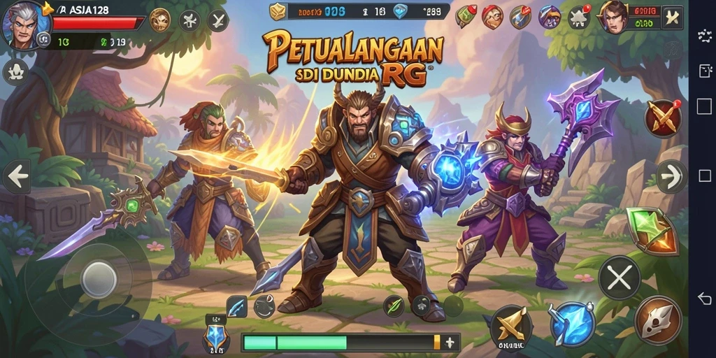 Tampilan menakjubkan dari gameplay RPG ASIA128 di dunia fantasi.