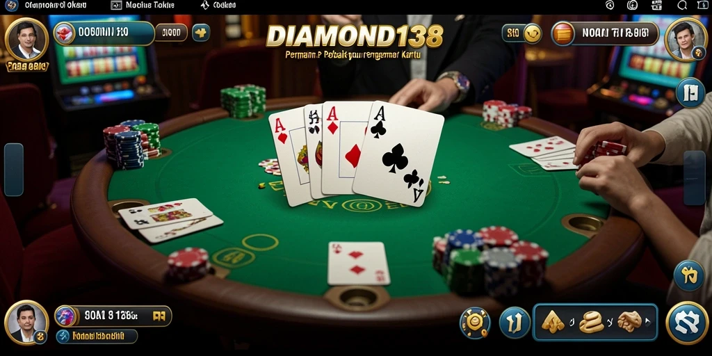 Screenshot gameplay DIAMOND138 menampilkan aksi poker yang mendebarkan.