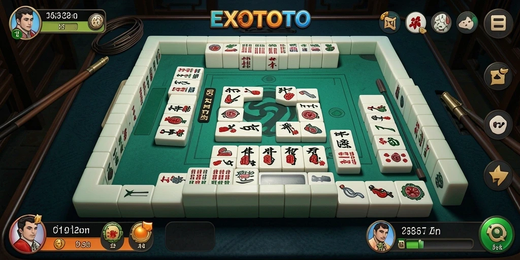 Tampilan gameplay menarik dari EXOTOTO yang penuh tantangan Mahjong.