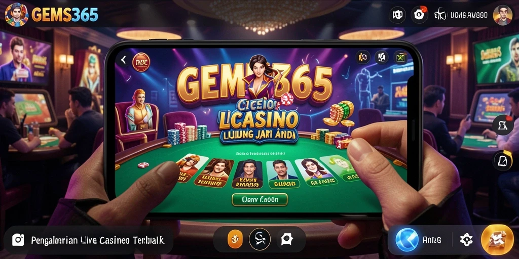 Tampilan gameplay GEMS365 yang menegangkan dengan dealer langsung.
