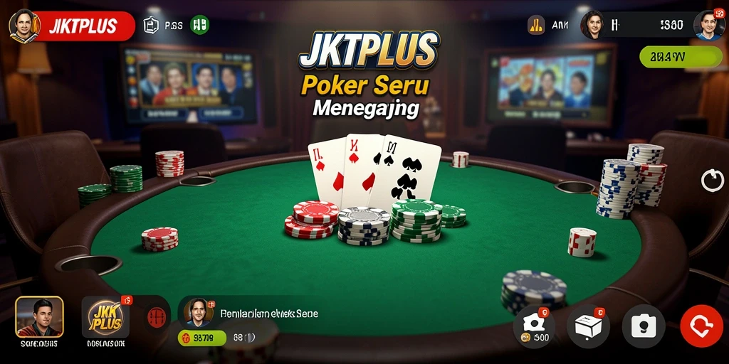 Tampilan gameplay seru JKTPLUS dengan aksi poker yang mendebarkan.