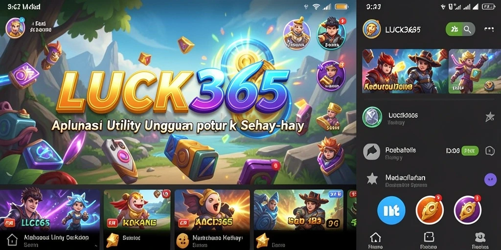 Screenshot utama LUCK365 menampilkan antarmuka aplikasi yang intuitif dan fitur unggulan.
