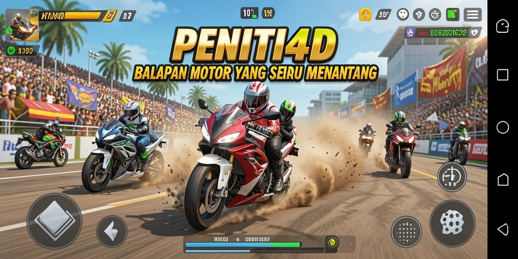 Tampilan seru gameplay balapan motor di PENITI4D.