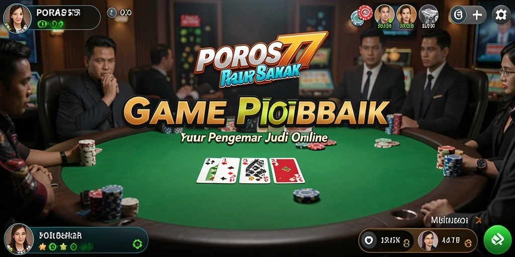 Tampilan antarmuka gameplay poker yang menarik dan interaktif.