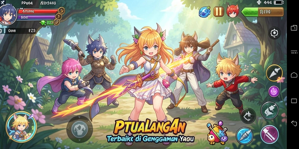 Tampilan gameplay <strong>PP444</strong> yang penuh aksi dan karakter anime yang menarik.