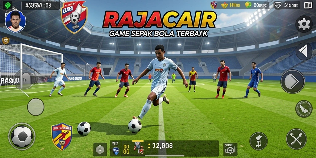 Screenshot menampilkan gameplay intens dalam pertandingan sepak bola.