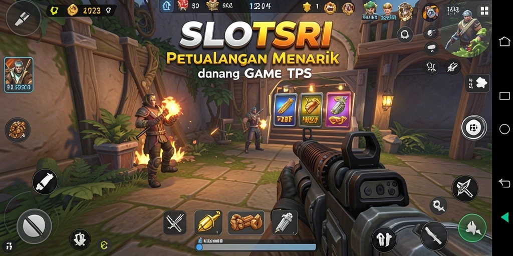 Tampilan gameplay seru di SLOTSRI dengan aksi tembak-menembak.