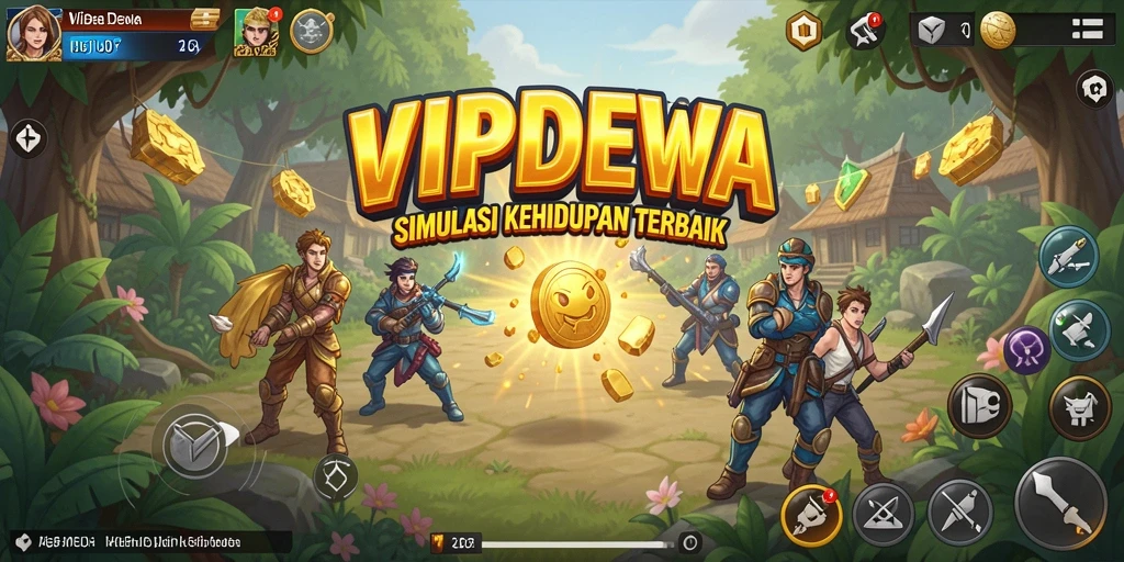 Tampilan utama <strong>VIPDEWA</strong> menunjukkan karakter dalam aksi seru.